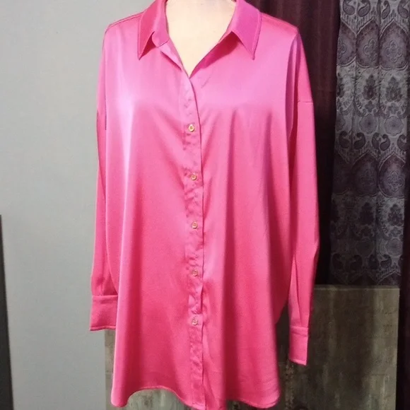entro | Dresses | Entro Hot Pink Button Up Front Top Or Dress Nwot |  Poshmark